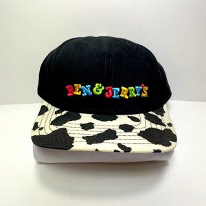 Vintage Ben & Jerry's Ice Cream Vermont Cow Print Baseball Hat Cap